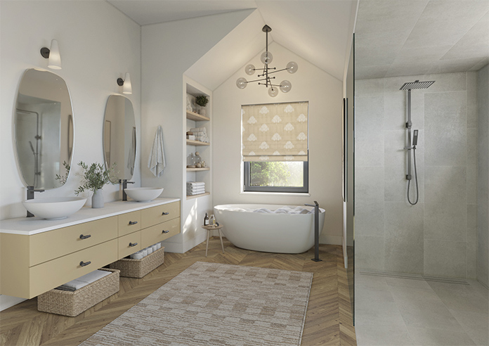 William Morris At Home Marigold Tree Embroidery, Chalk - Roman Blind - Image 6